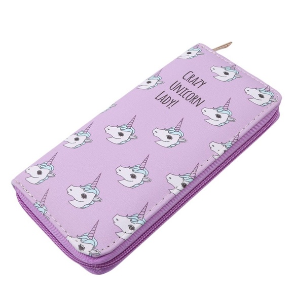 Handbags - Unicorn Print Zip Around Clutch Wallet